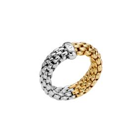 Weißgold, Ringe, FOPE Essentials zweifarbiger Flex'it Ring mit flachem Kettengeflecht 08E02AX_XX_2_XBX_00S