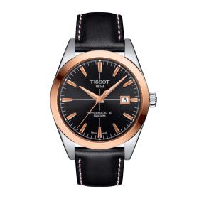 Unisex, Tissot Gentleman Powermatic 80 Silicium 18K Goldlünette T927.407.46.051.00