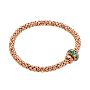 Armschmuck, Roségold, FOPE Solo Flex'it Armband mit Diamanten und Smaragden