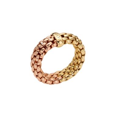 Ringe, Roségold, FOPE Essentials zweifarbiger Flex'it Ring mit flachem Halskettengeflecht