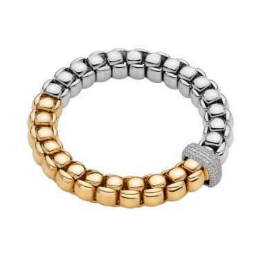 Armschmuck, Weißgold, FOPE Luna zweifarbiges Armband mit Pavé Diamanten