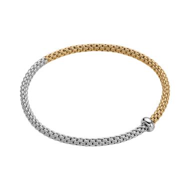 Armschmuck, Weißgold, FOPE Prima Flex’it Armband mit zweifarbigem Geflecht