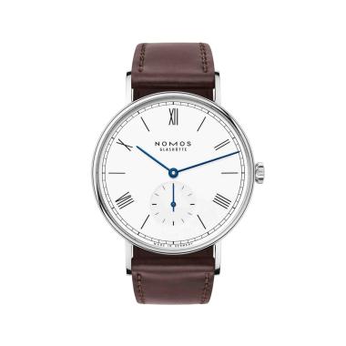 Herrenuhr, Handaufzug, NOMOS Glashütte Ludwig 38 emailleweiß