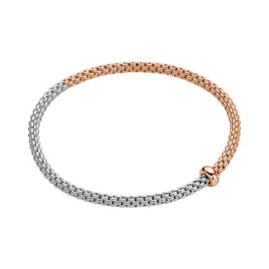 Armschmuck, Weißgold, FOPE Prima Flex’it Armband mit zweifarbigem Geflecht